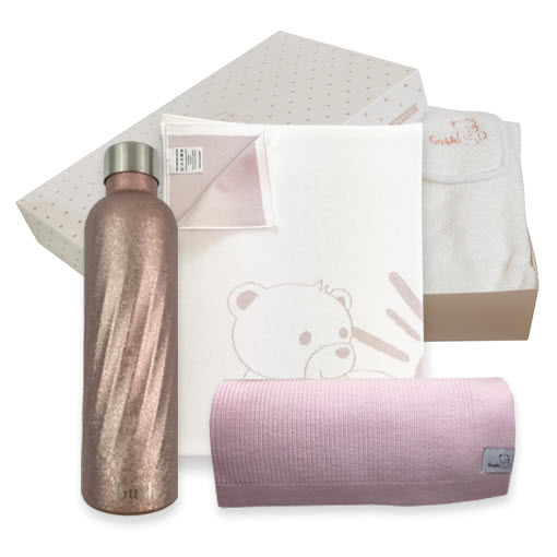 Пакет включващ стманена термо бутилка, жакардово одеяло, хавлия и мериносово одеяло