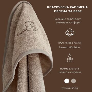 Пакет подаръци за бебе Gush (11) 28 Класическа хавлиена пелена за бебе