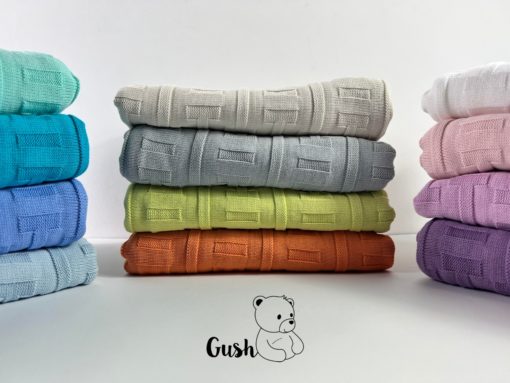 Плетено детско одеяло от био памук, дванадесет цвята