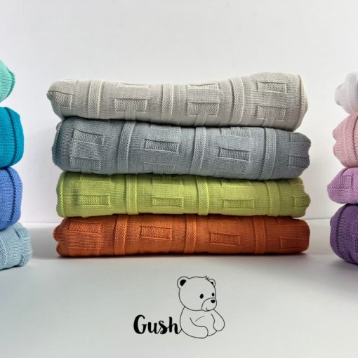 Плетено детско одеяло от био памук, дванадесет цвята