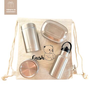 комплект съдове за храна и напитки подходящ за малки деца