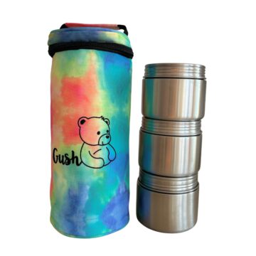 Термо чанта за 3бр. стоманени буркана Gush размер M 10 Практично решение за домашна храна извън дома, кетъринг. Буркани с плътно затваряне направени от 100% стомана за хрнаителни нужди.