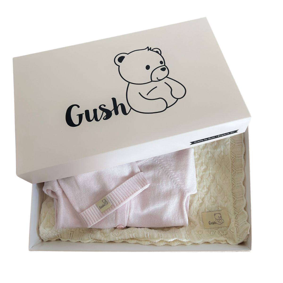 Комплект за бебе Gush: органична памучна дрешка и мерино одеяло за всеки сезон 1 4 комплект за бебе от мерино и органичен памук