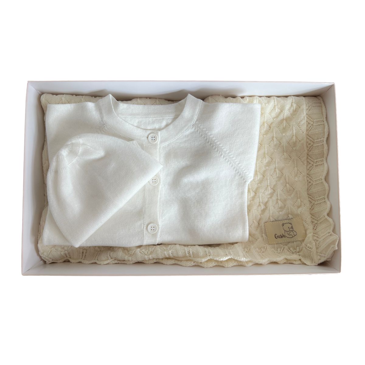 Комплект за бебе Gush: органична памучна дрешка и мерино одеяло за всеки сезон 1 2 комплект за бебе от мерино и органичен памук