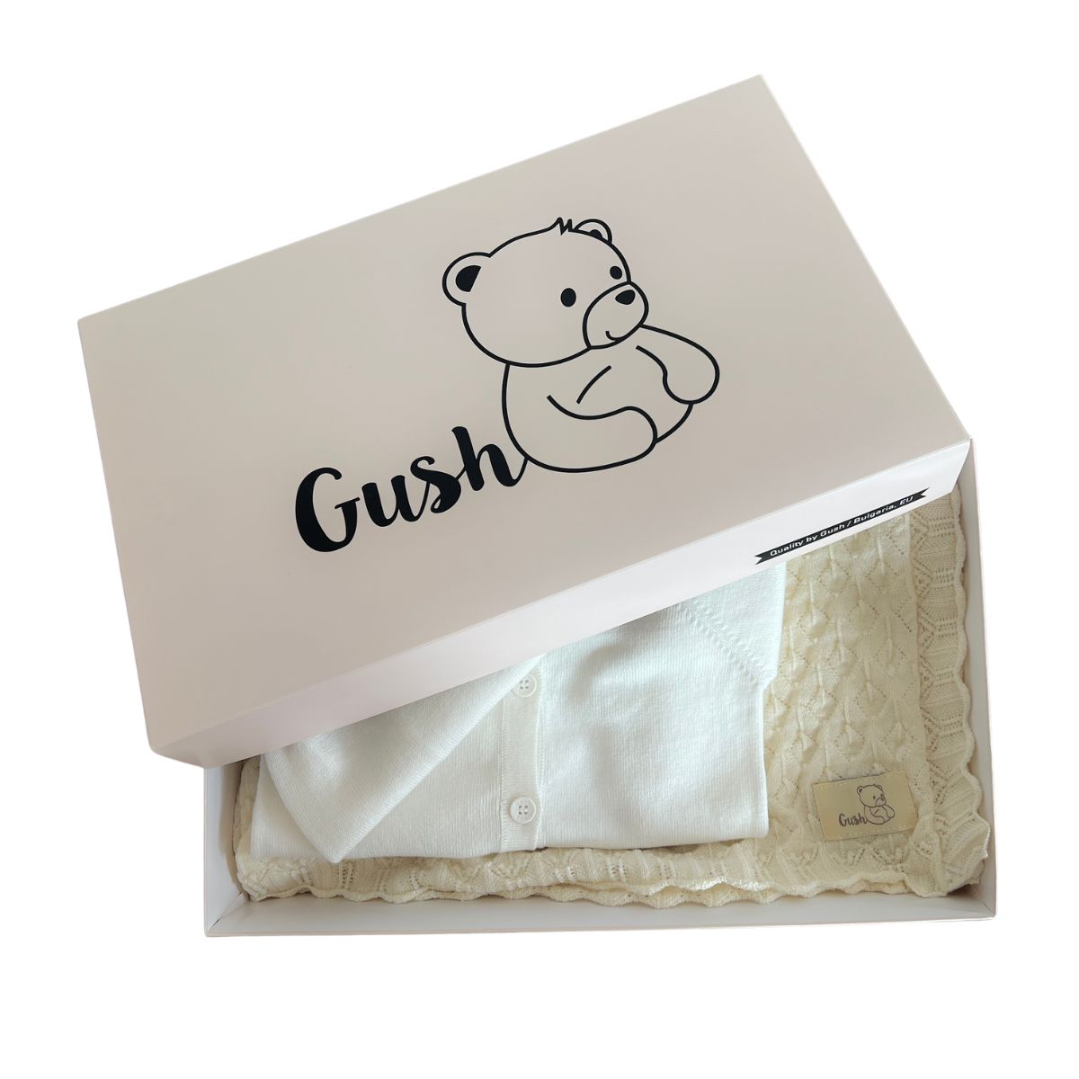 Комплект за бебе Gush: органична памучна дрешка и мерино одеяло за всеки сезон 1 1 комплект за бебе от мерино и органичен памук